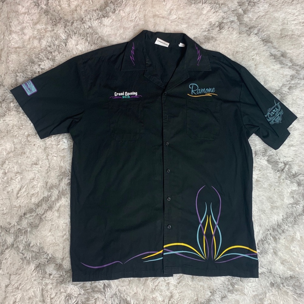 Cars Land Grand Opening Black Button Down L Shirt